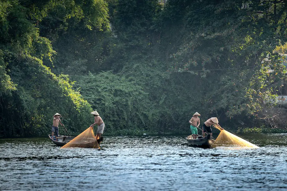 Image describing the fishing culture in Atlanta, Georgia, showing people enjoying fishing on a serene lake surrounded by trees and nature