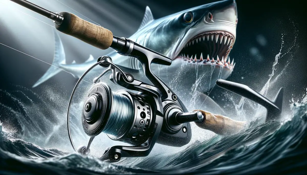 The Shimano Stella SWB reel in action, with a large saltwater fish on the line, demonstrating its durability and smooth performance in challenging conditions.