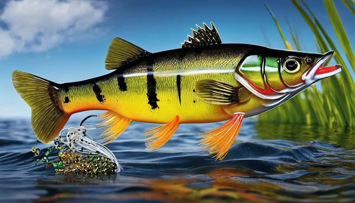 A variety of artificial lures for walleye fishing, including jigs, crankbaits, spinner rigs, soft plastics, and suspending baits.